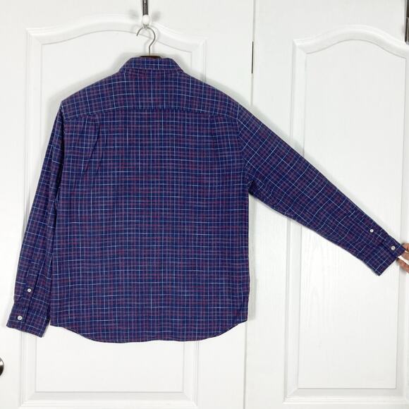NWOT AMERICAN EAGLE Shirt Men L Plaid Flannel Classic Fit Blue Red Button-Down - Picture 3 of 9